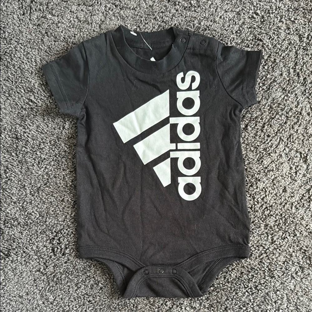 Adidas Black and White Baby Bodysuit